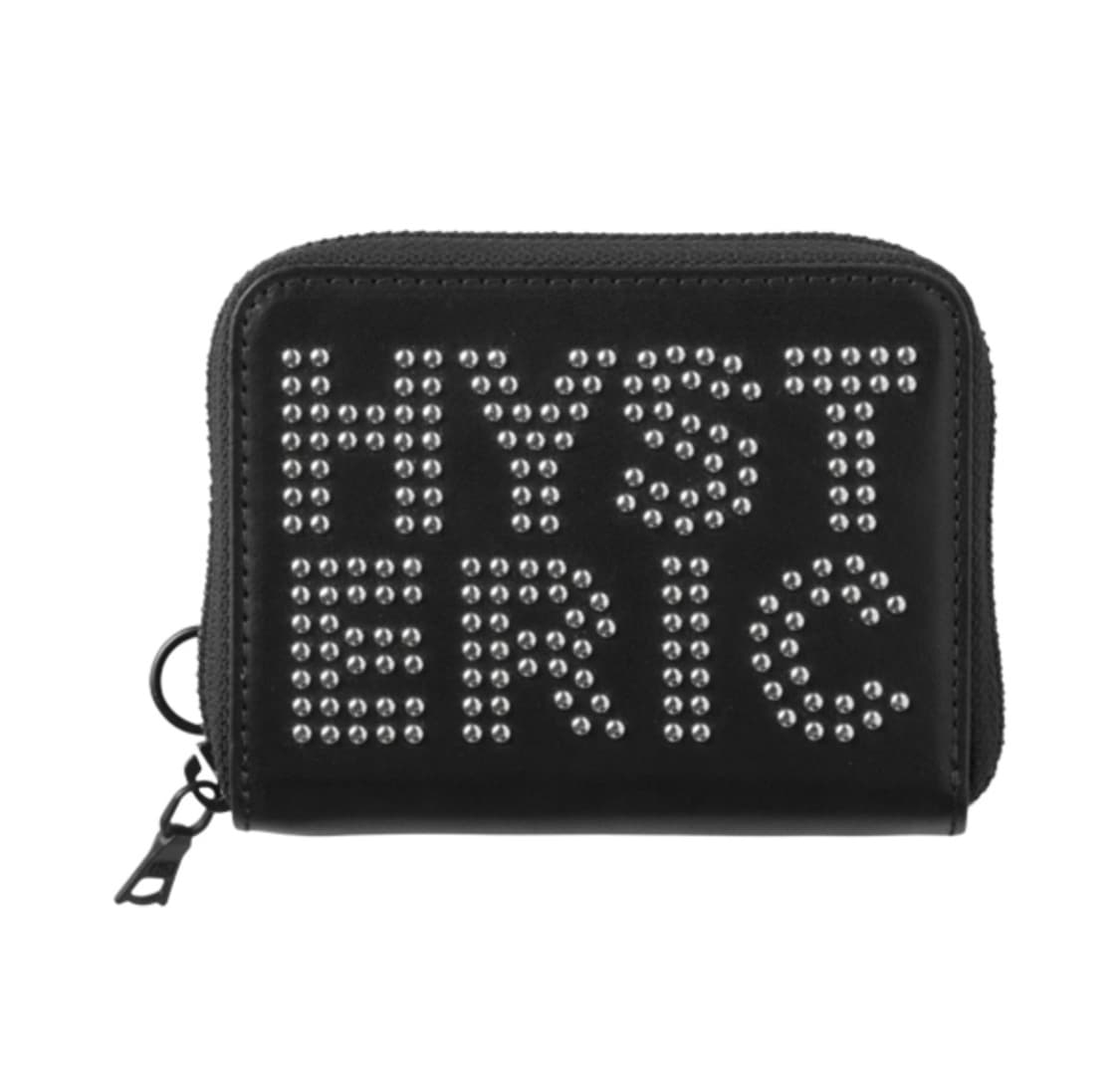 히스테릭 글래머 로고 스터드 라운드 집 미니 월렛 블랙 상품이미지1