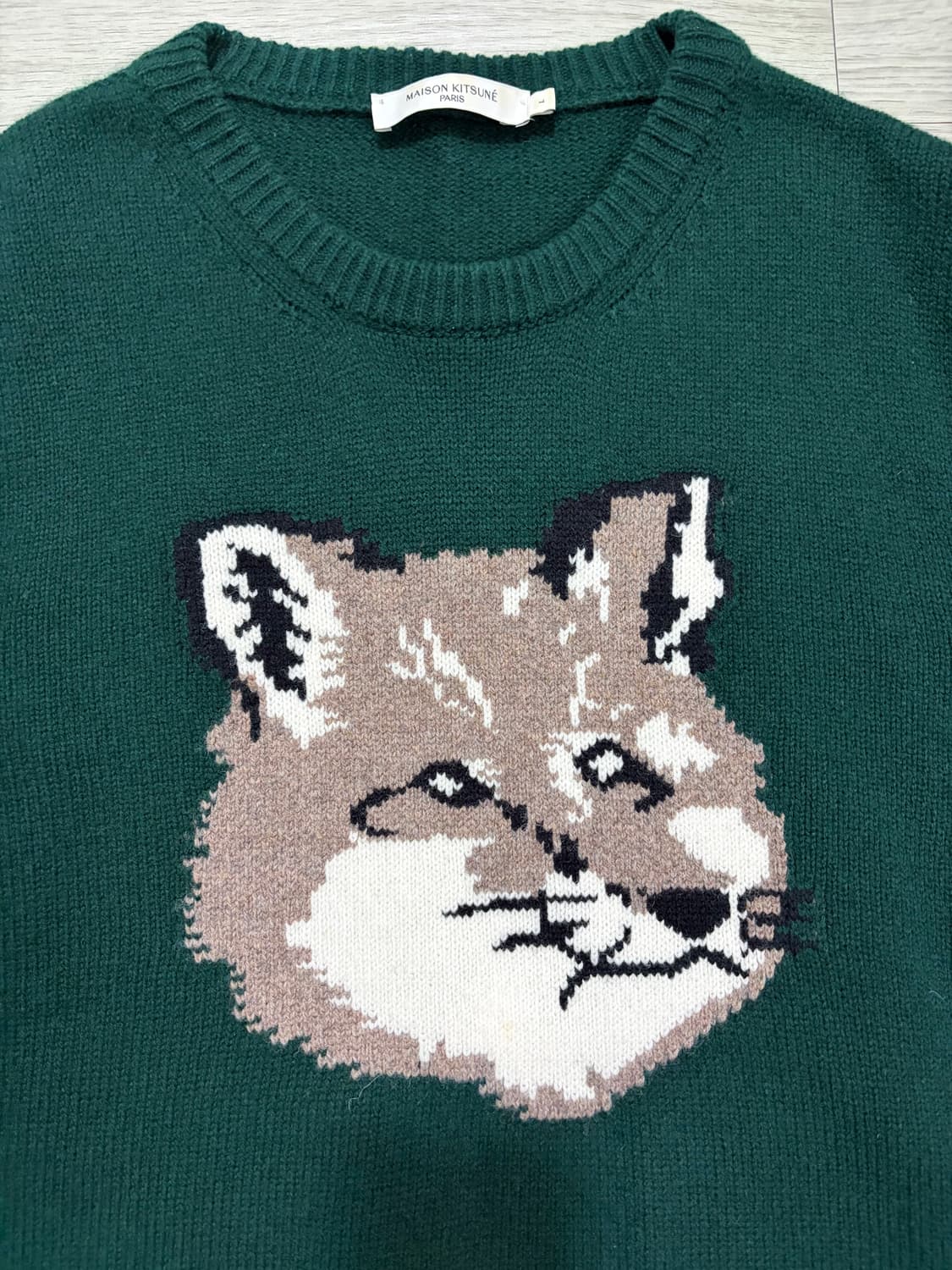 메종키츠네 빅 폭스 헤드 풀오버 니트 다크 그린 L 상품이미지1