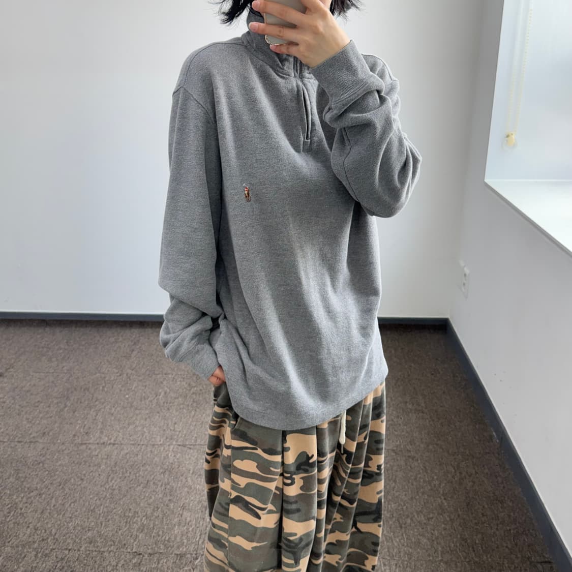 Polo 폴로 멀티포니 그레이 하이넥 반집업 니트 상품이미지2