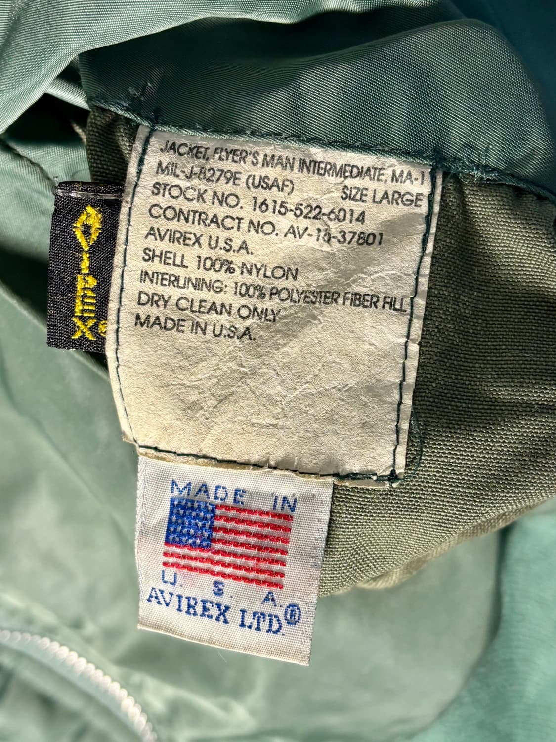 90s USA Avirex MA-1 아비렉스 빈티지 마원 항공점퍼 상품이미지5