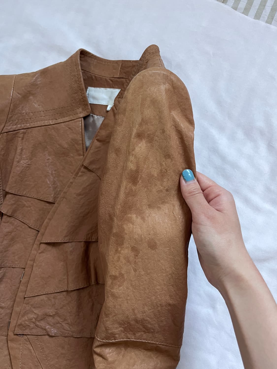 Cat soulder camel leather jacket 상품이미지10