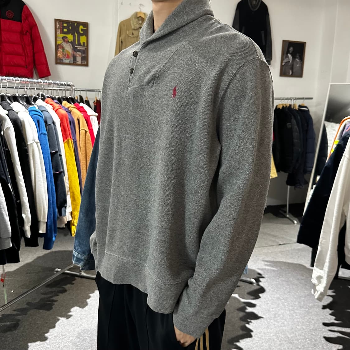 폴로 랄프로렌 그레이 숄카라 니트 상품이미지4