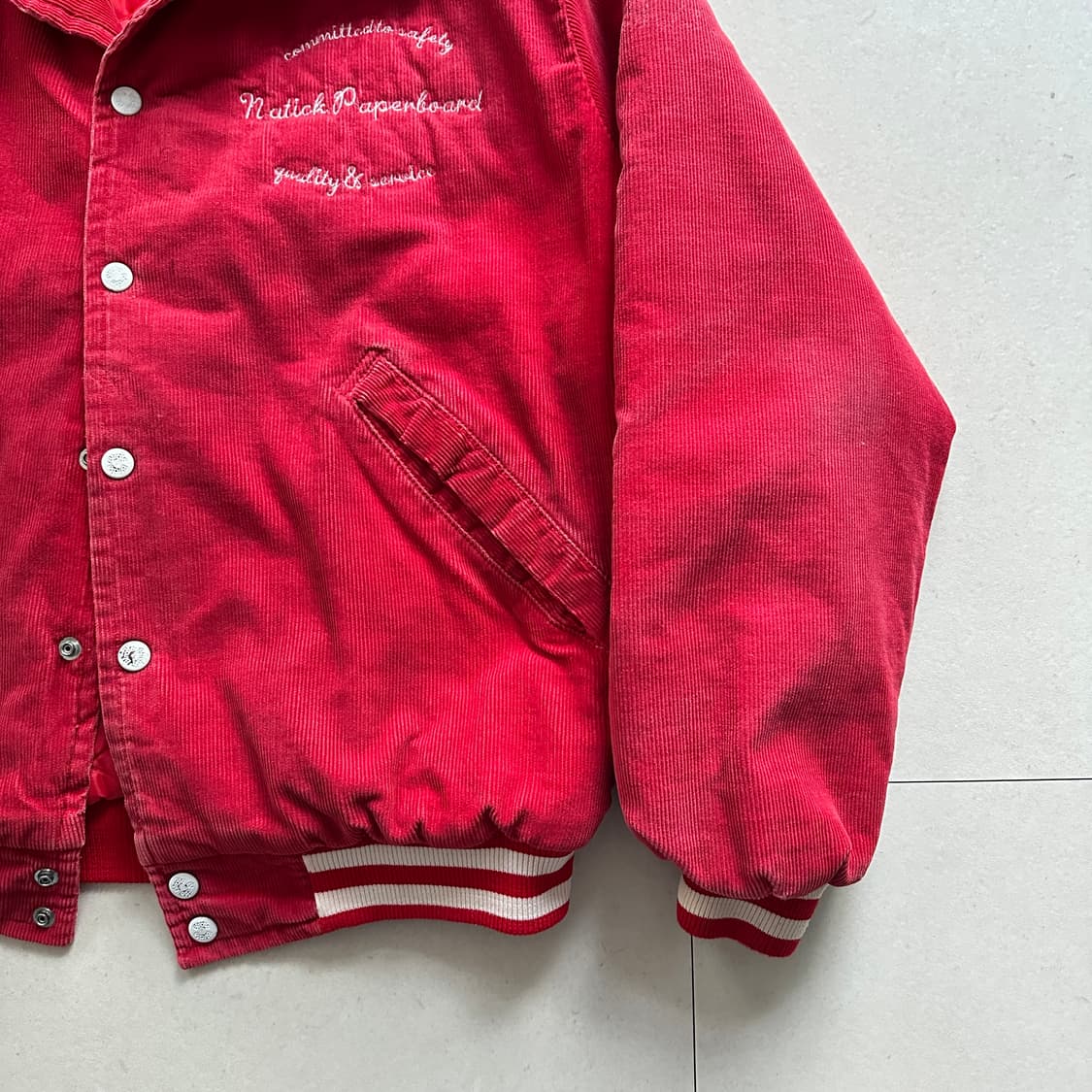 70s USA Birdie 코듀로이 바시티 자켓 레드 L 상품이미지3