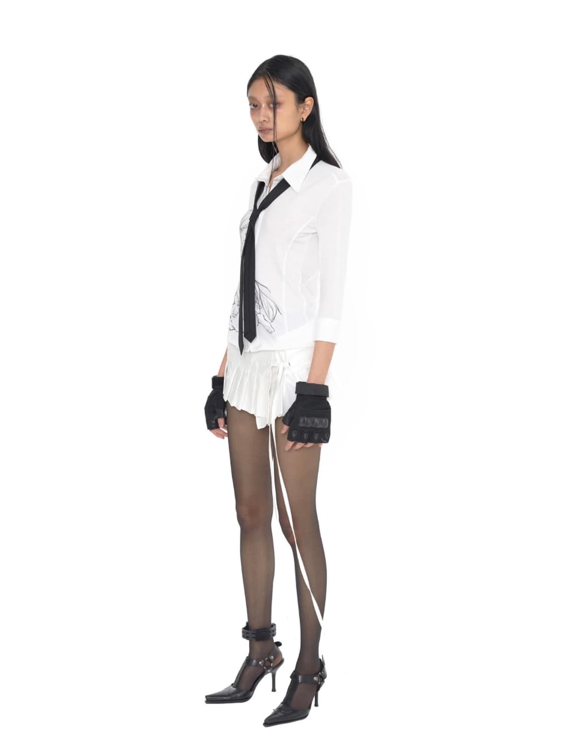 본네 셔츠 Three-quarter sleeve shirt (White) 상품이미지3