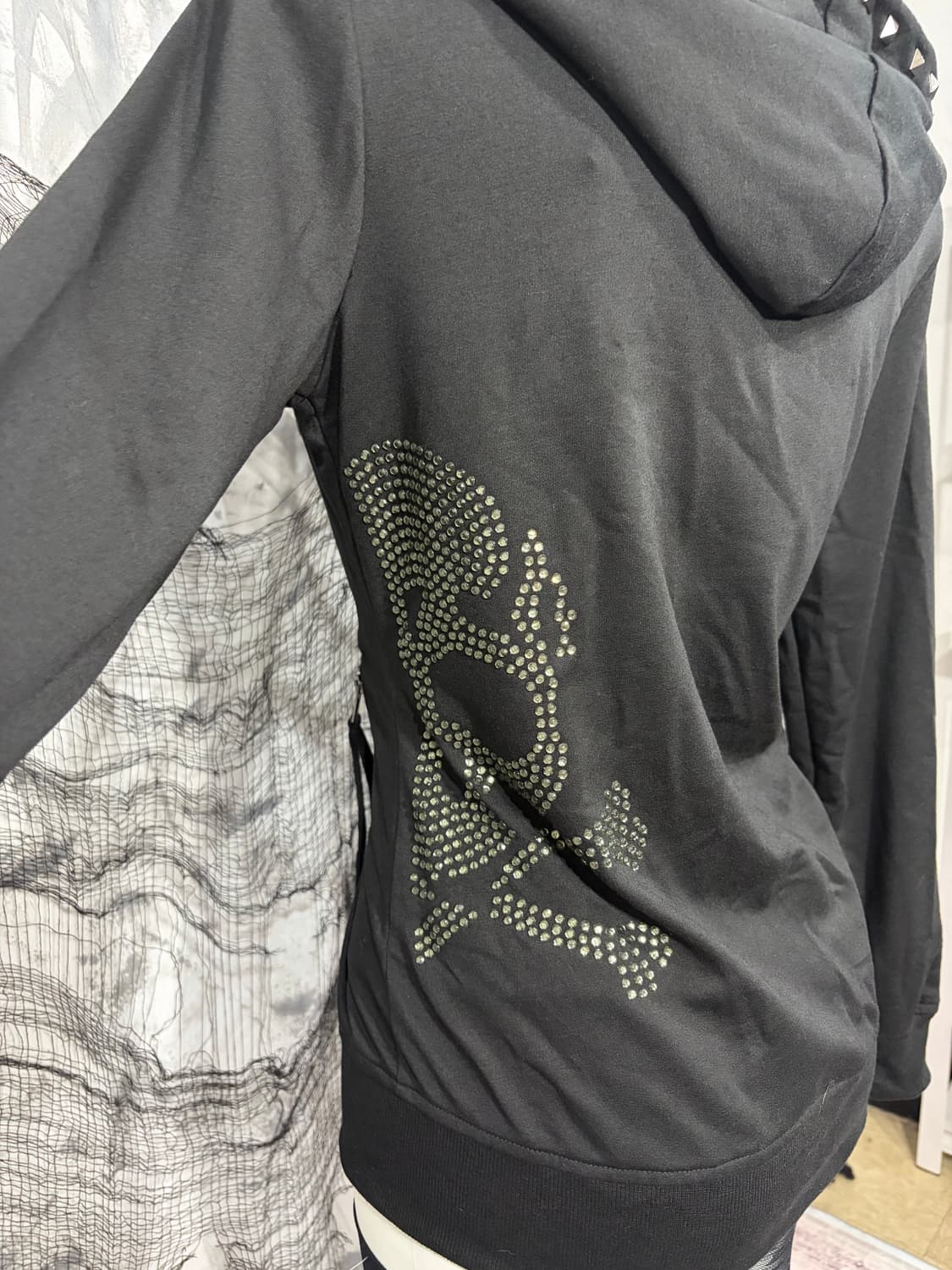Gothic high neck skull cubic hoodie zip  상품이미지9