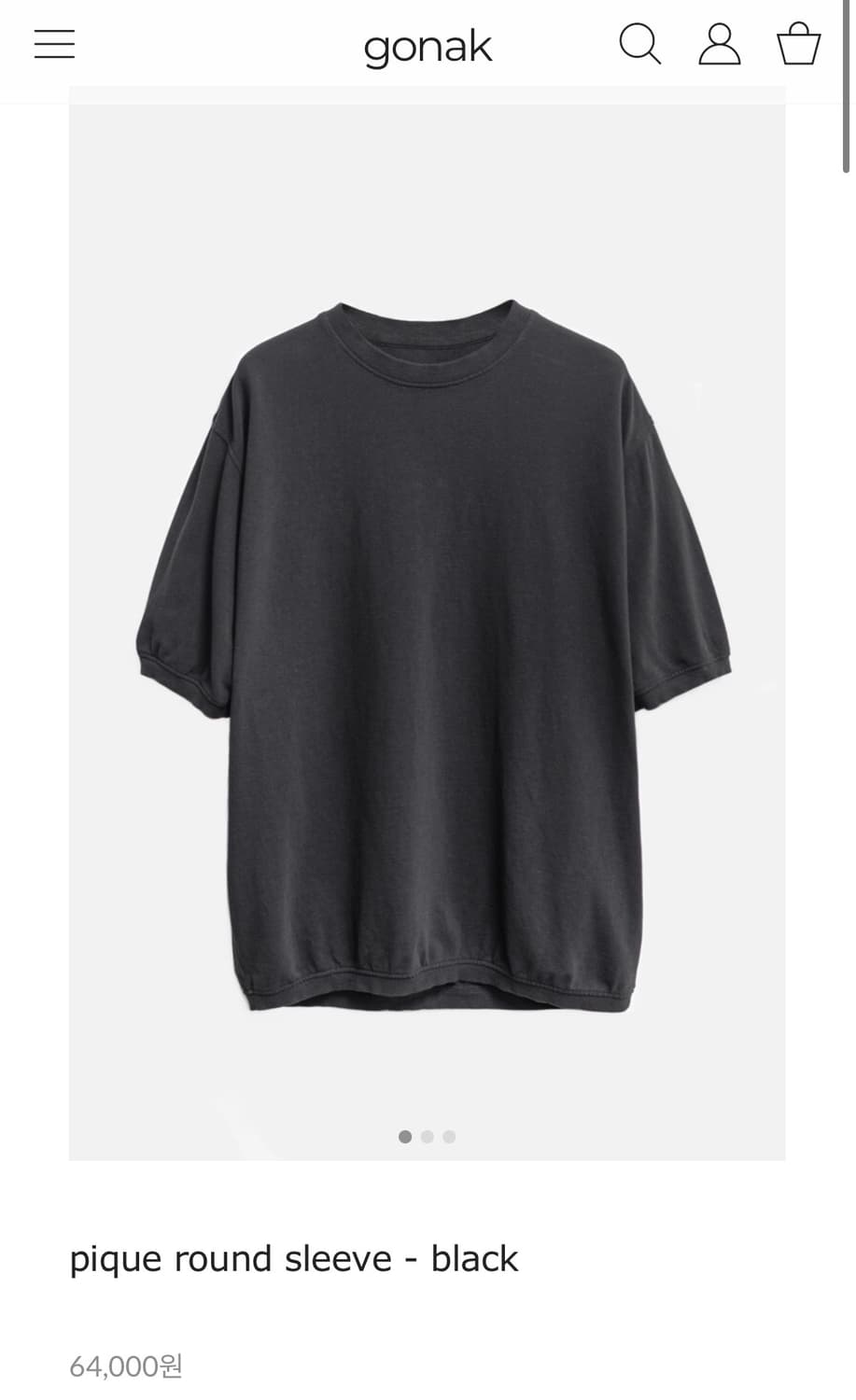 3사이즈) 고낙 pique round sleeve - black 상품이미지1