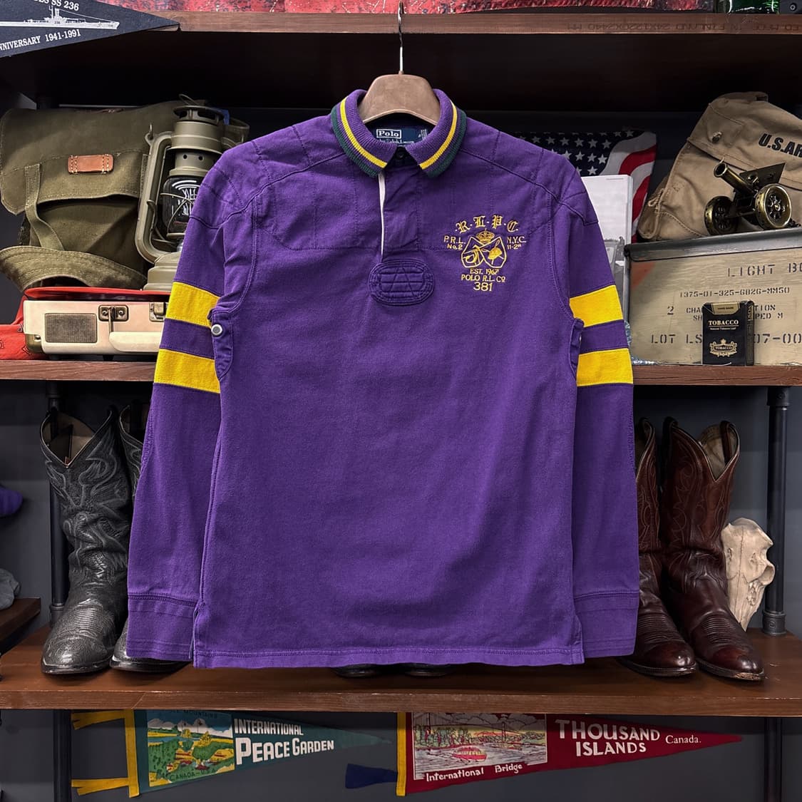 90s 폴로 랄프로렌 럭비 셔츠 빅 로고 넘버링 더블알엘 N361 상품이미지1