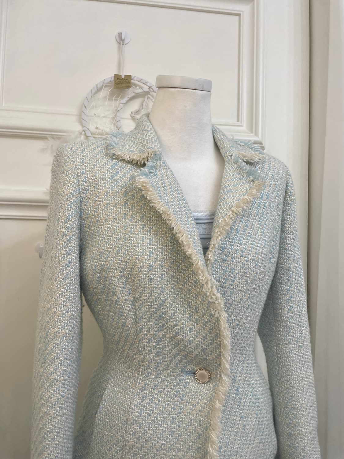 mint beige tweed one-button jacket 상품이미지7
