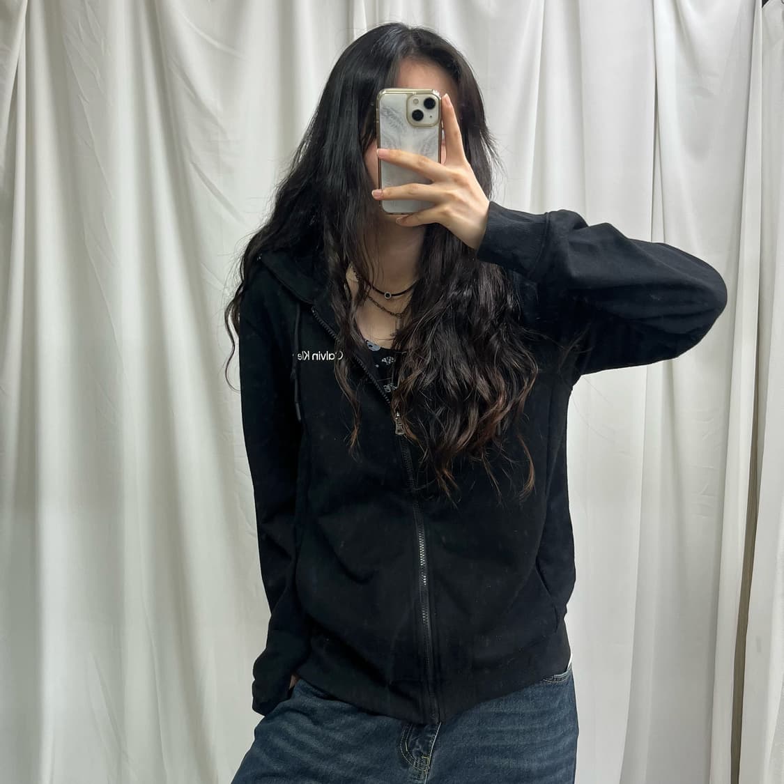 Calvin Klein black hood zip-up 상품이미지2