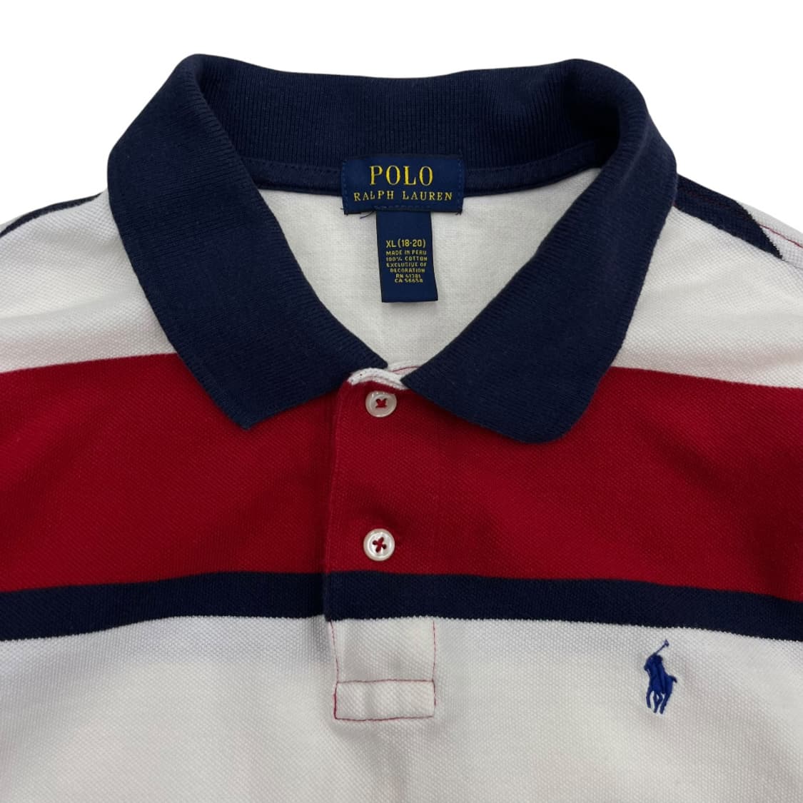 폴로 랄프로렌 블루포니 레드 단가라 pk반팔 XL 상품이미지4