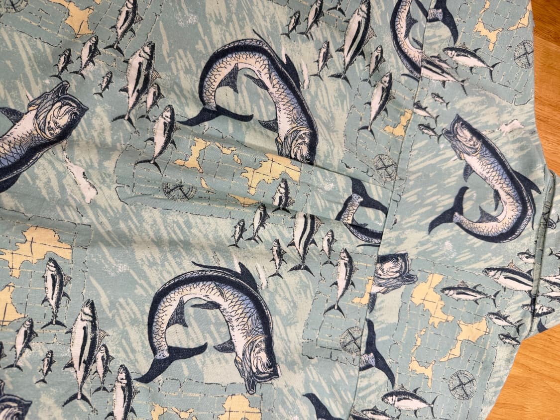 빈티지 피싱 패턴 반팔 셔츠 상품이미지5