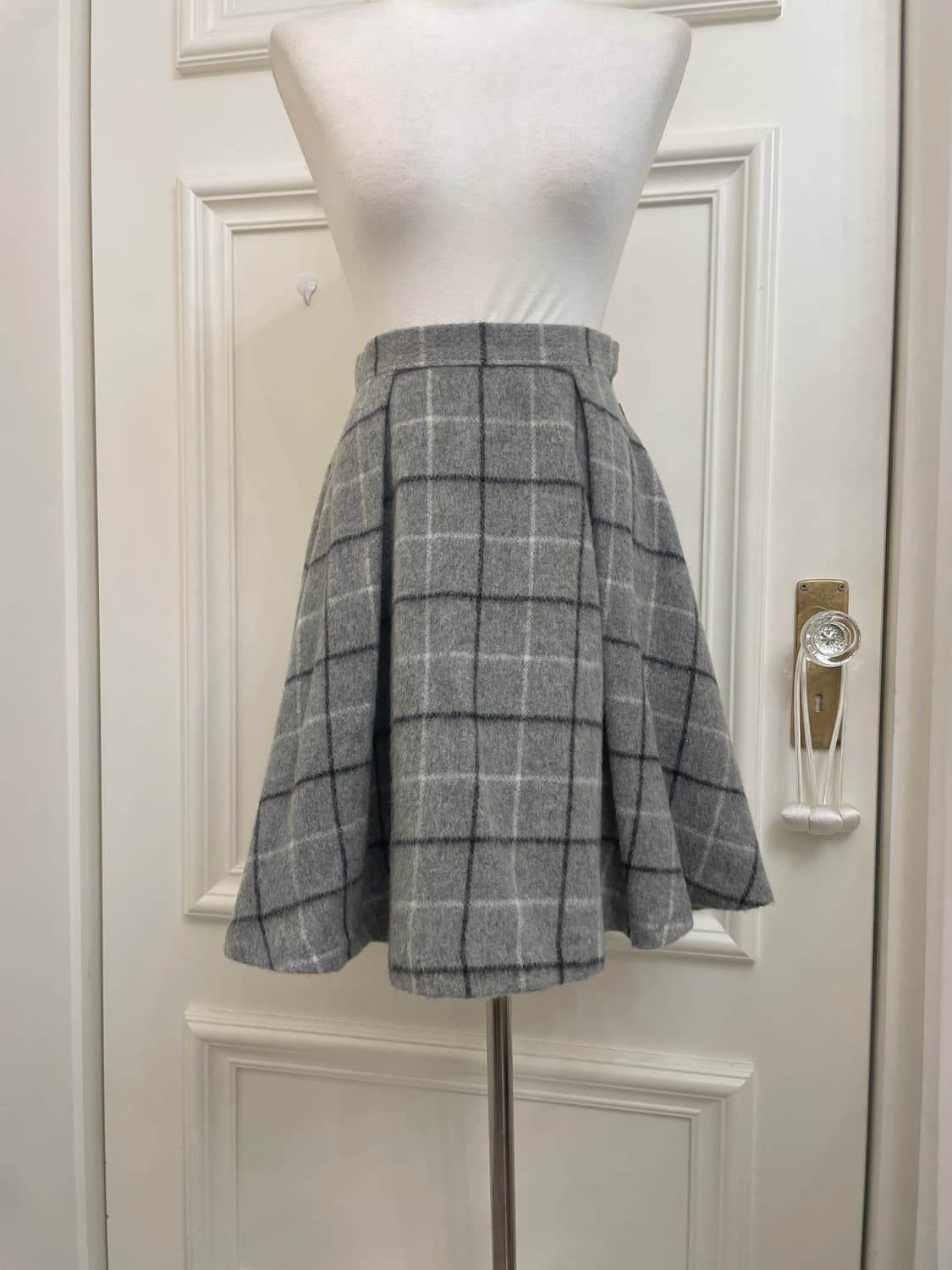 gray check pleats point midi skirt 상품이미지5