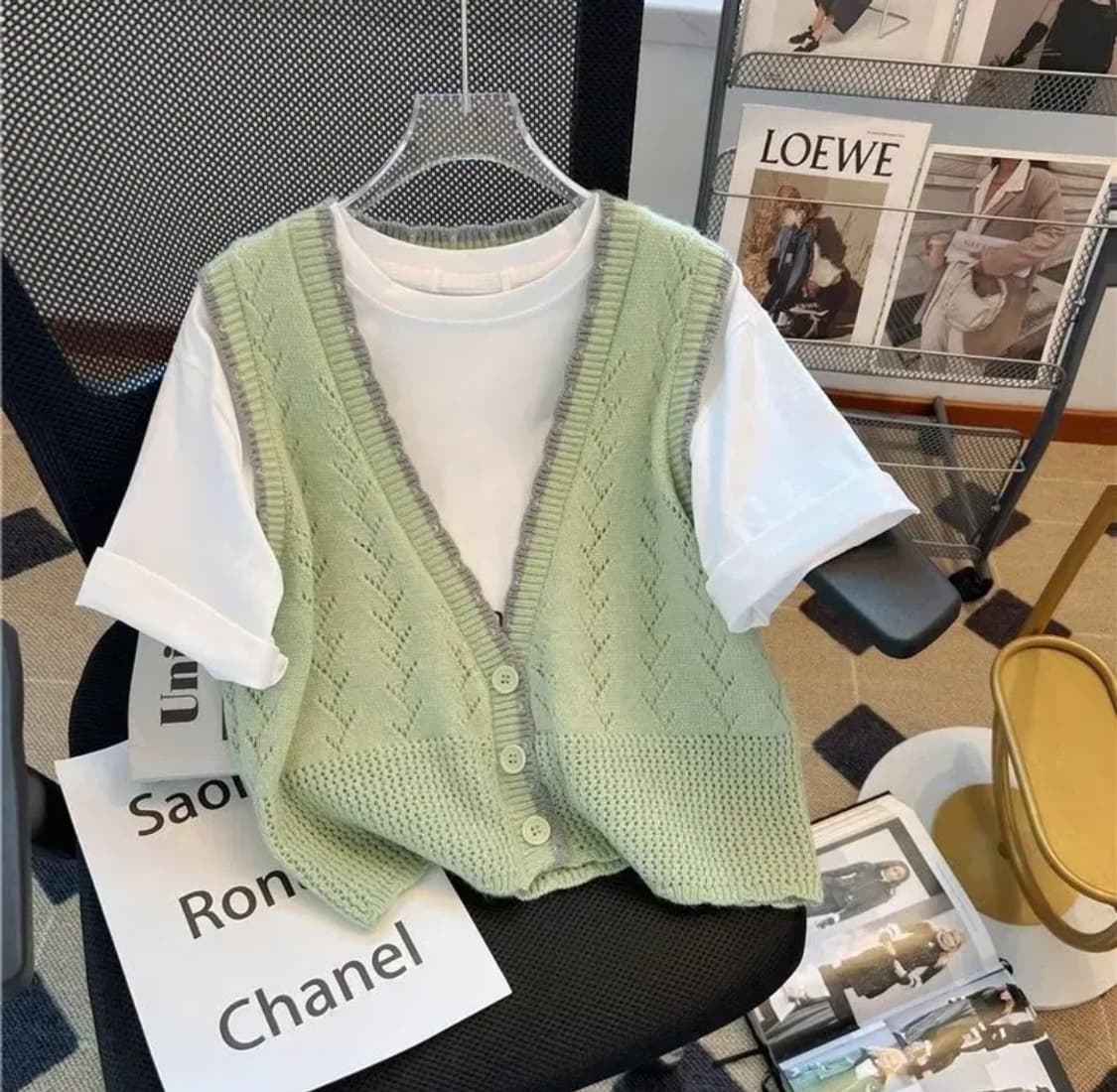 급처새상품!LAP 러블리한 니트조끼베스트 리즈리사st레니본st오즈세컨st 상품이미지2