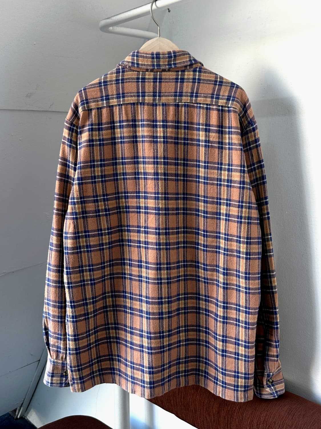 Cotton woven nel check wide shirt 상품이미지5