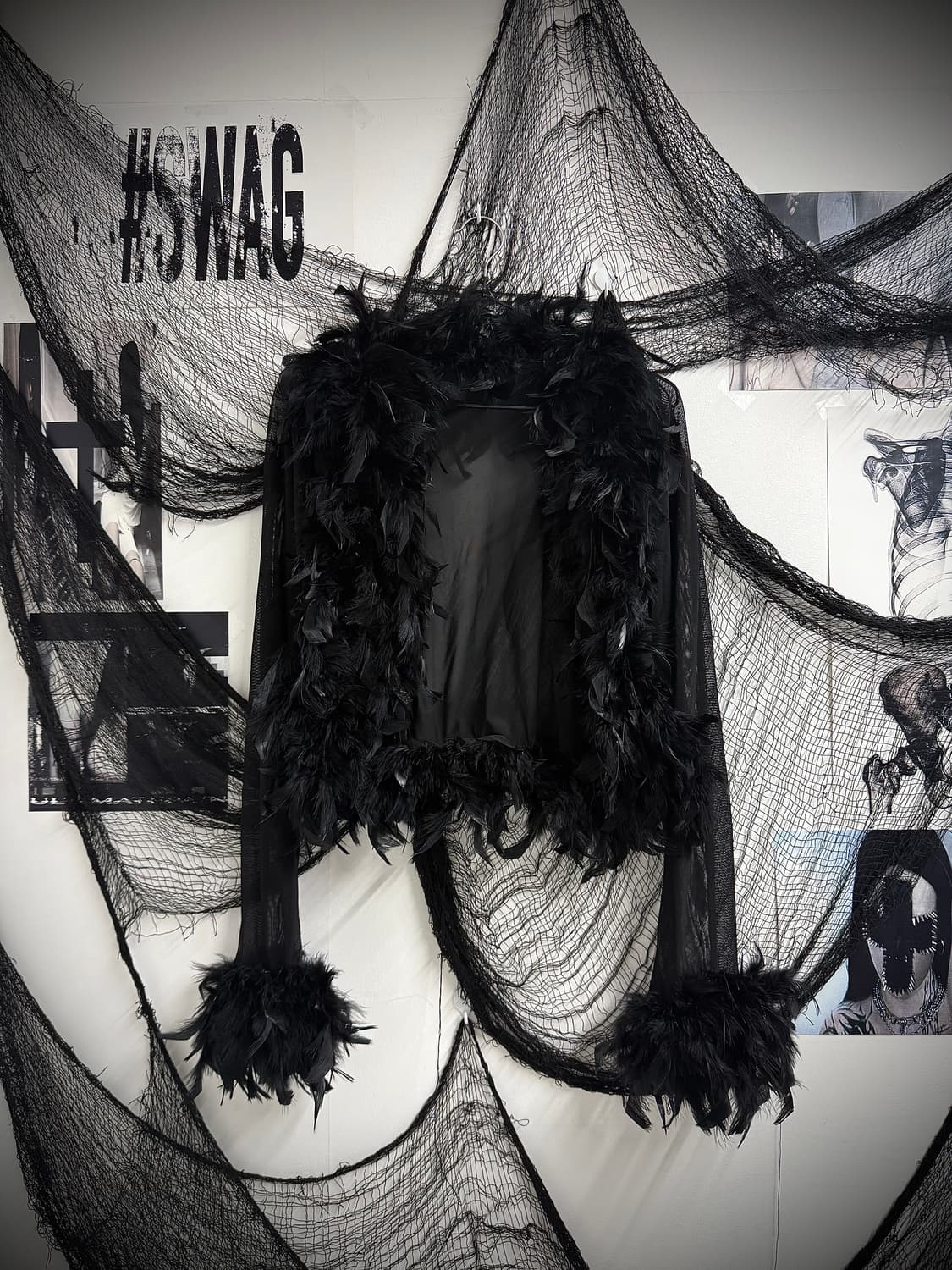 Feather detailed seethrough cardigan 상품이미지1