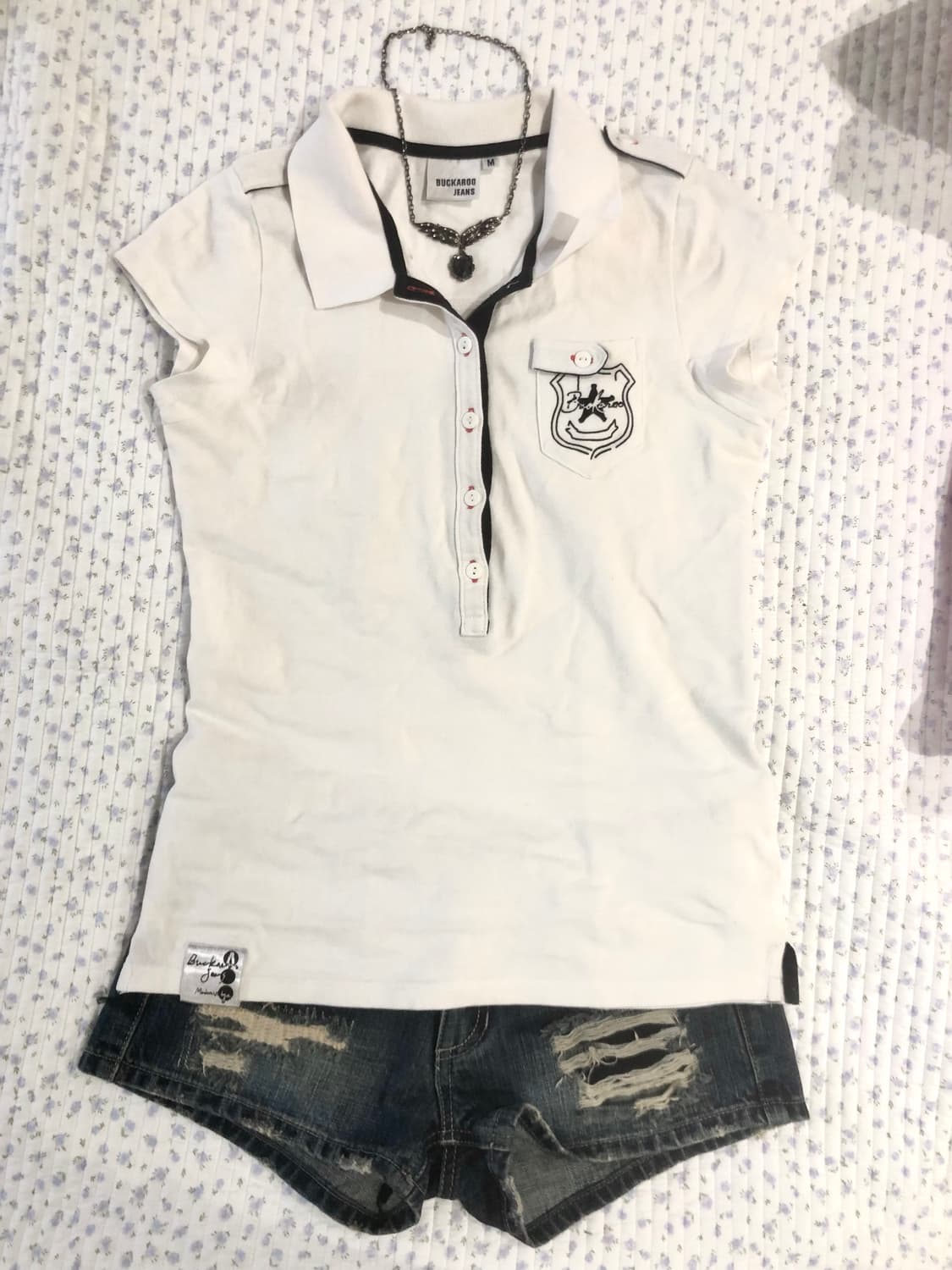 버카루 찢청 반바지 세트 니혼진 00s 빈티지 갸루 오네 히메 상품이미지1