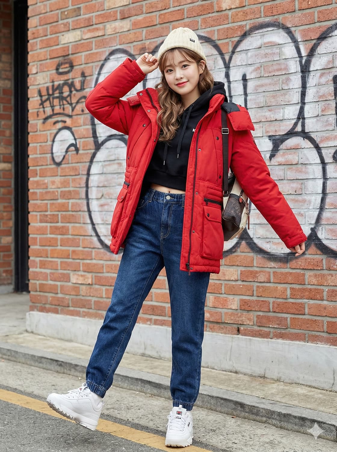 GUESS 게스 여성 레드 오리털 다운 점퍼 상품이미지1