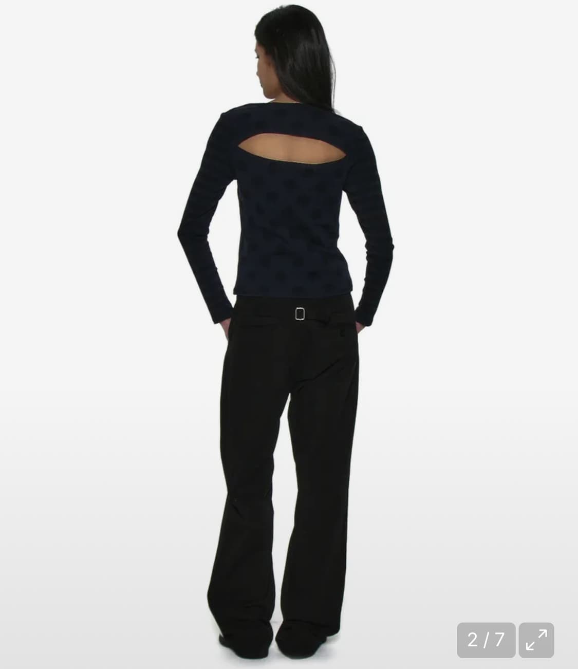 파르티멘토 우먼 도트 스트라이프 올오버 프린티드 롱슬리브 티_네이비 (M 상품이미지2