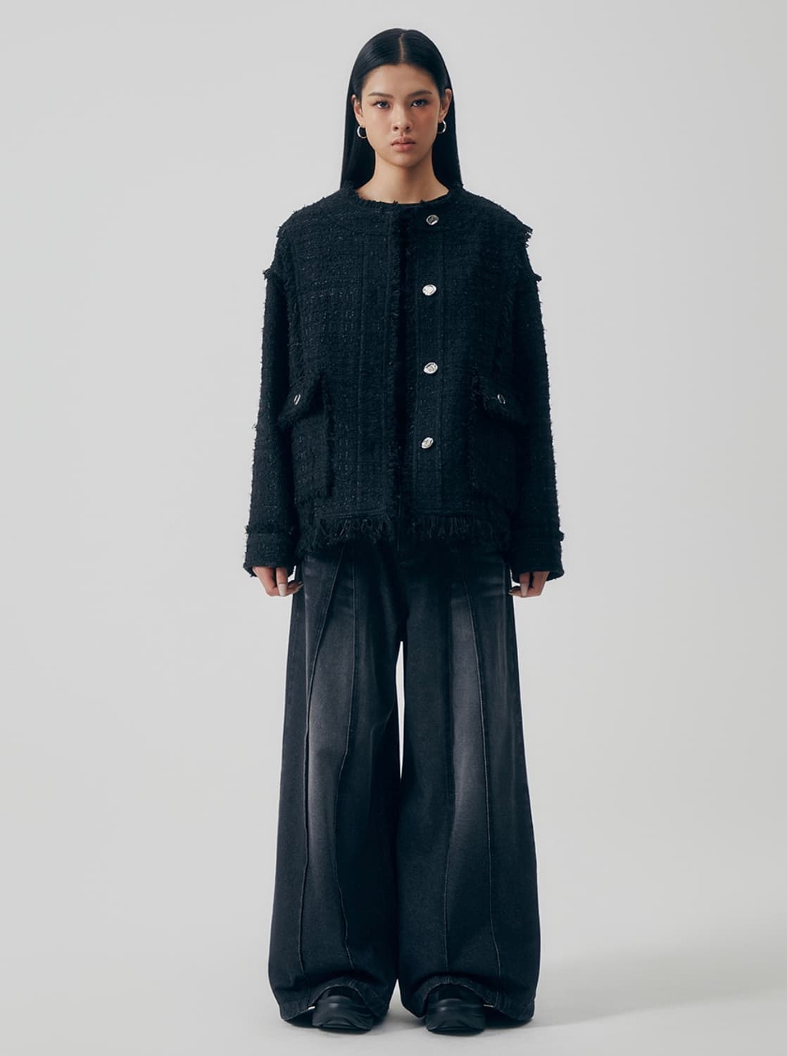 트리밍버드 Frayed Trim Tweed Over-fit Jacket 상품이미지5