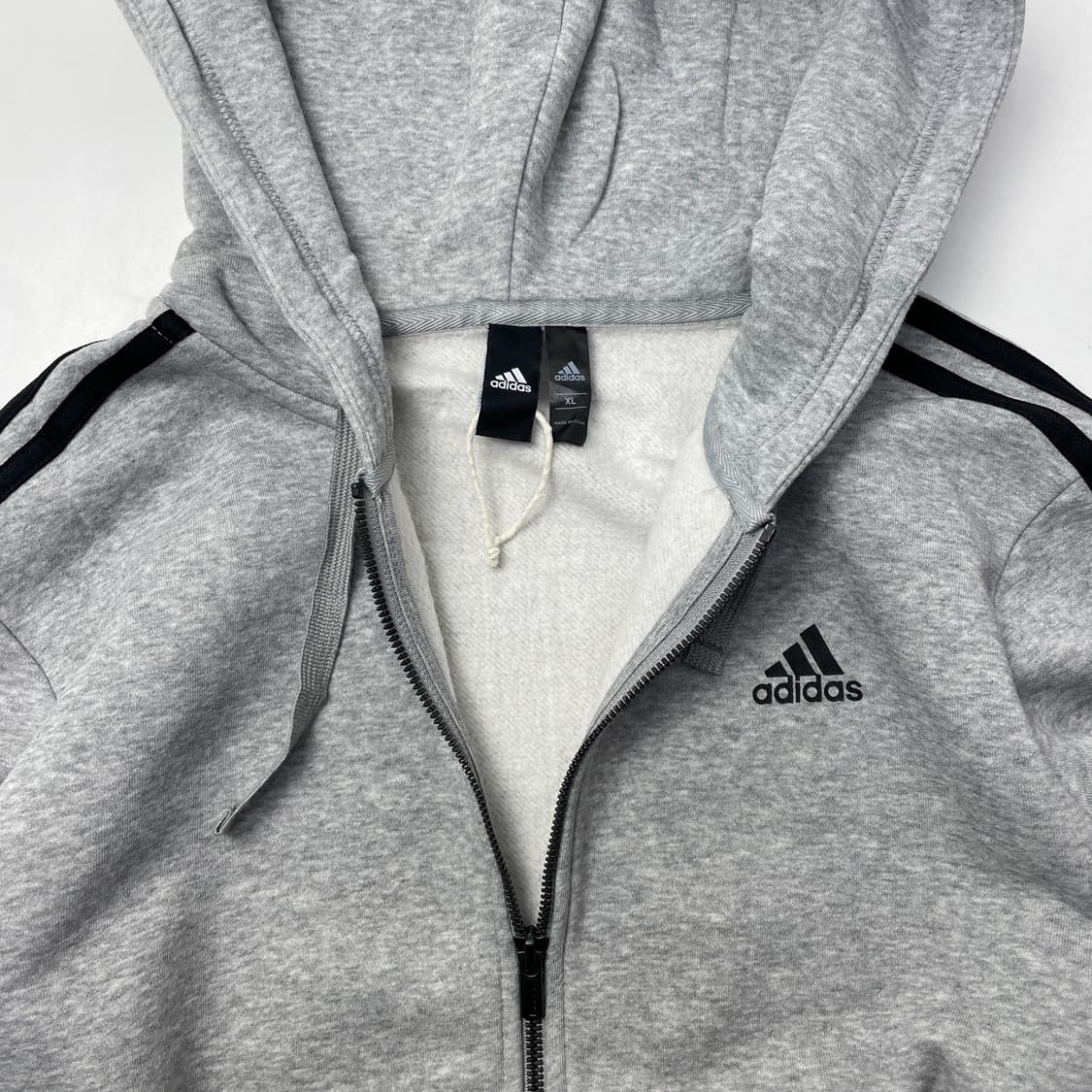 아디다스 주니어 삼선 후드집업 그레이 XL 상품이미지3