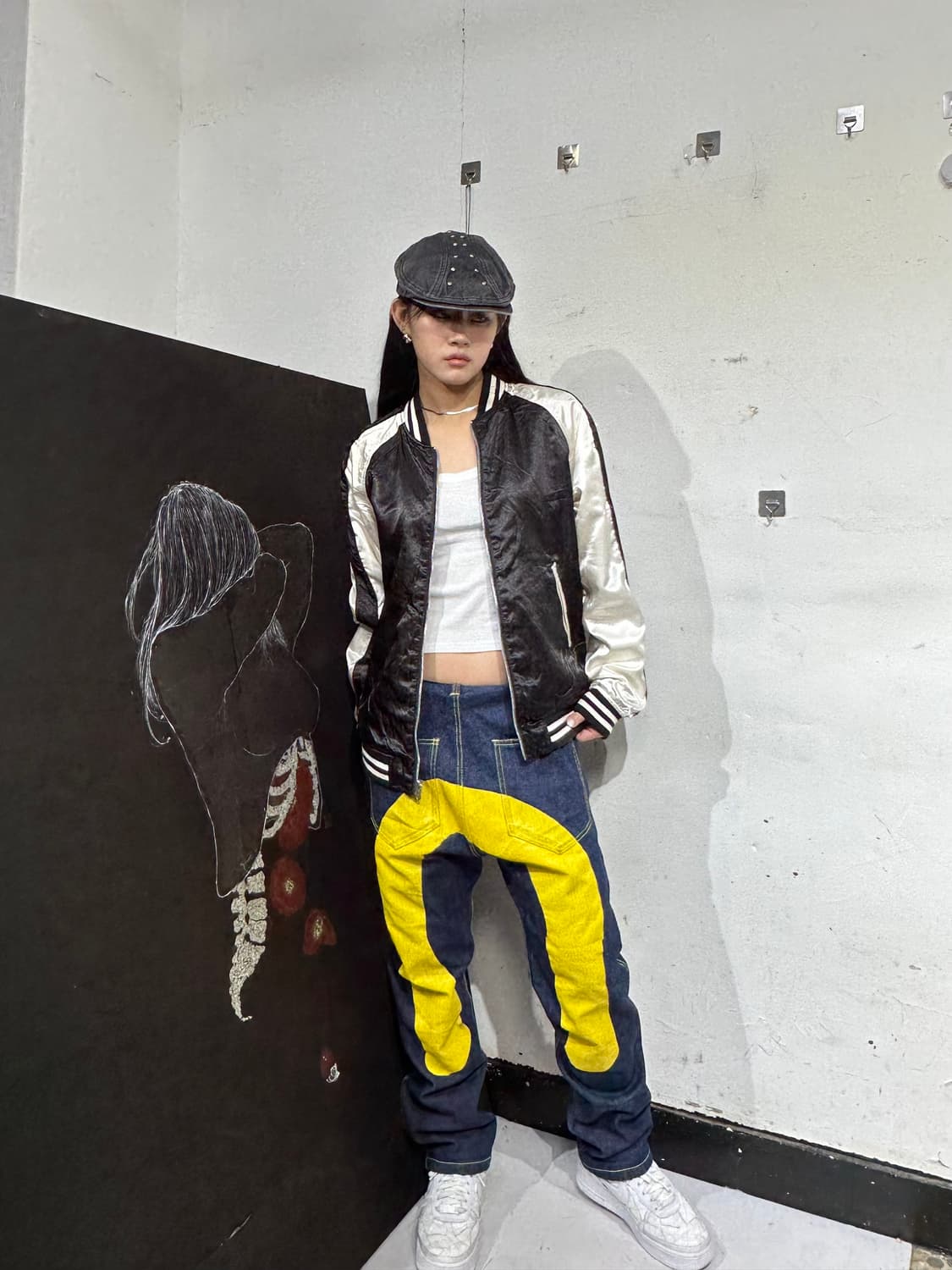 Jpn 일본빈티지 재패니즈 오리엔탈 네이비 블랙 양면 스카잔 자켓 상품이미지3