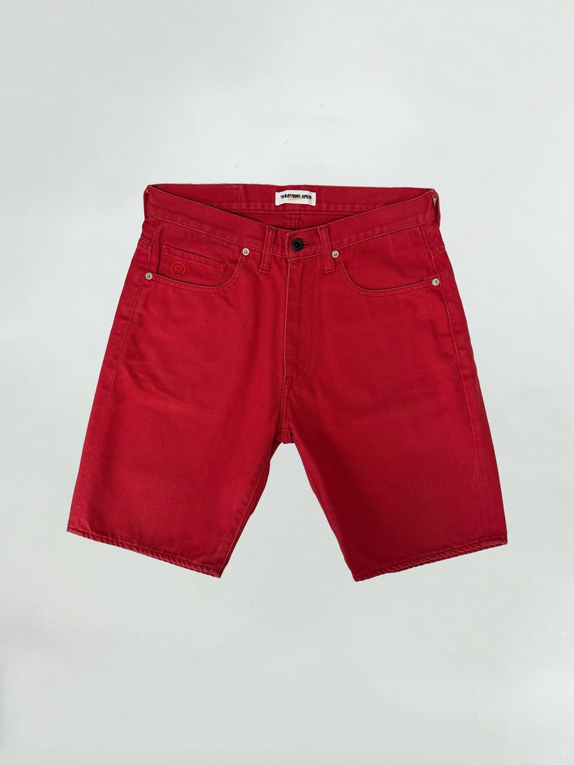 베이프 스타 자수 레드 하프 데님팬츠 상품이미지6