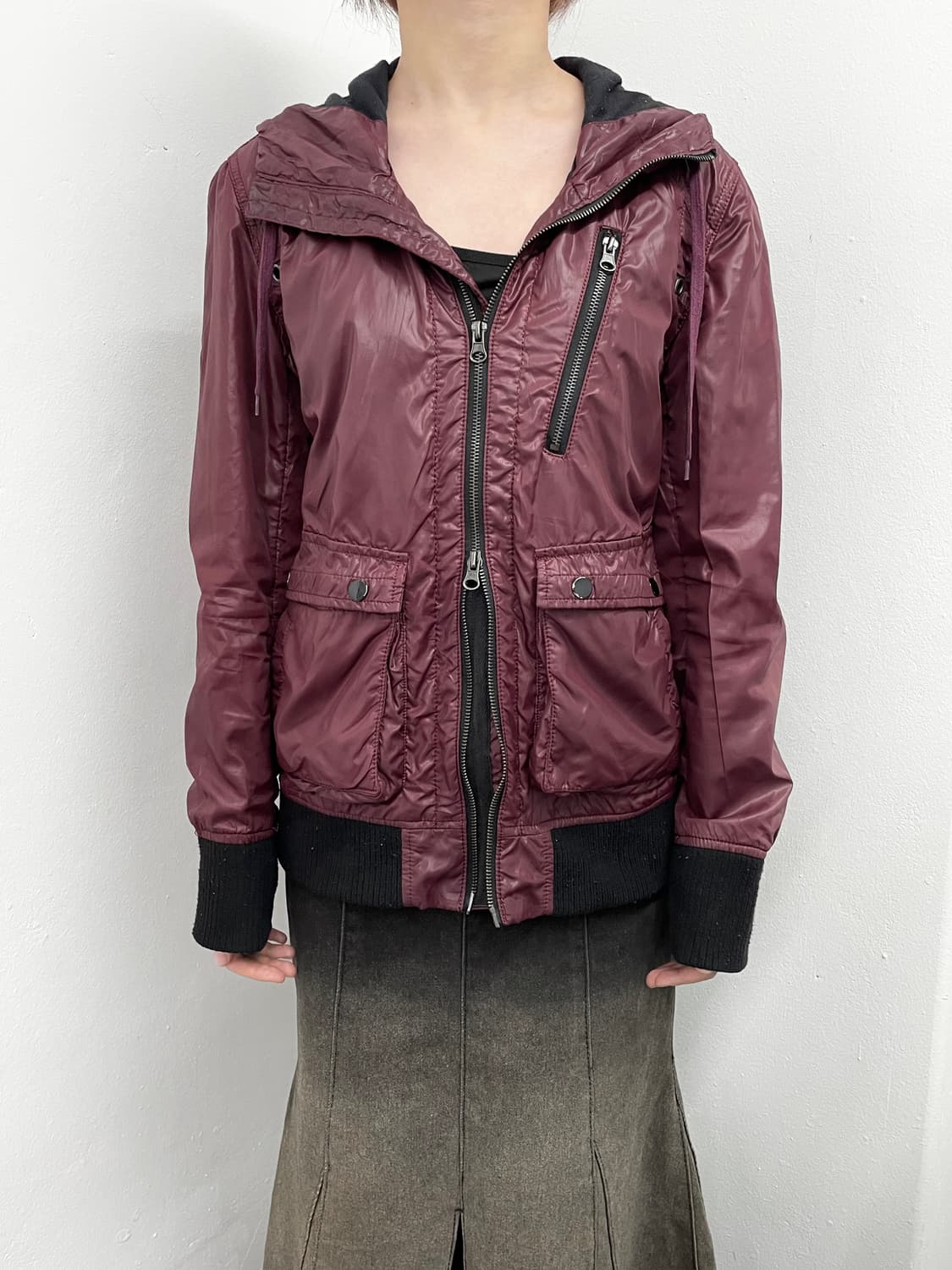 그런지 버건디 투웨이 디테일 자켓  상품이미지2