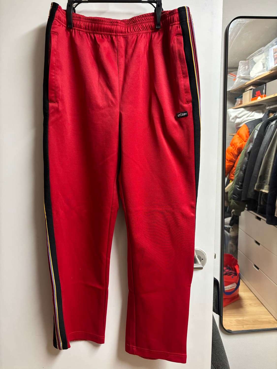 [M] 스투시 텍스처 립 트랙팬츠 레드 상품이미지1