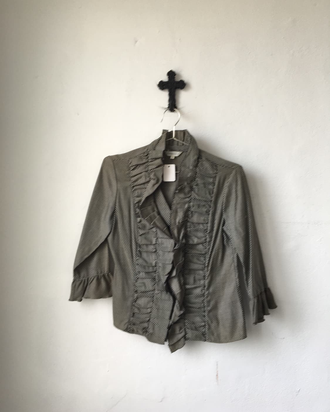 Shirring point stripe pattern blouse 상품이미지2