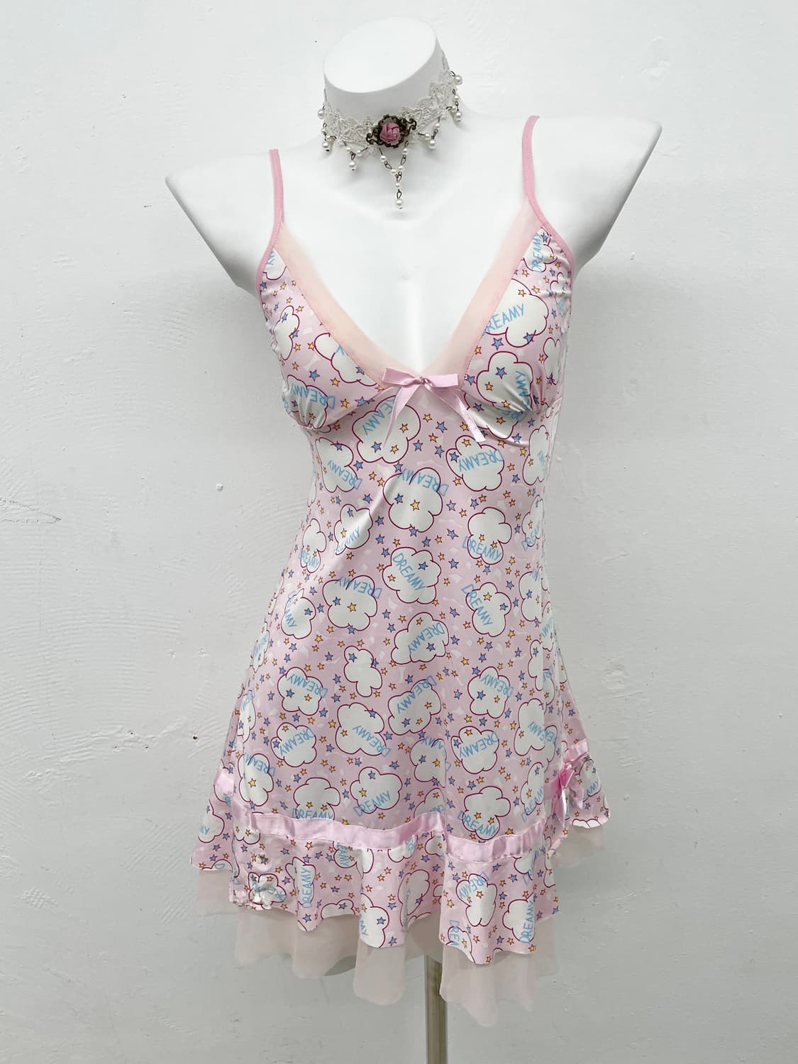 키치 패턴 프릴 슬립 상품이미지1