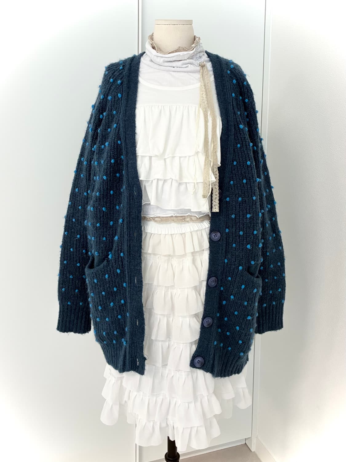 땡땡이 가디건 세트 상품이미지3