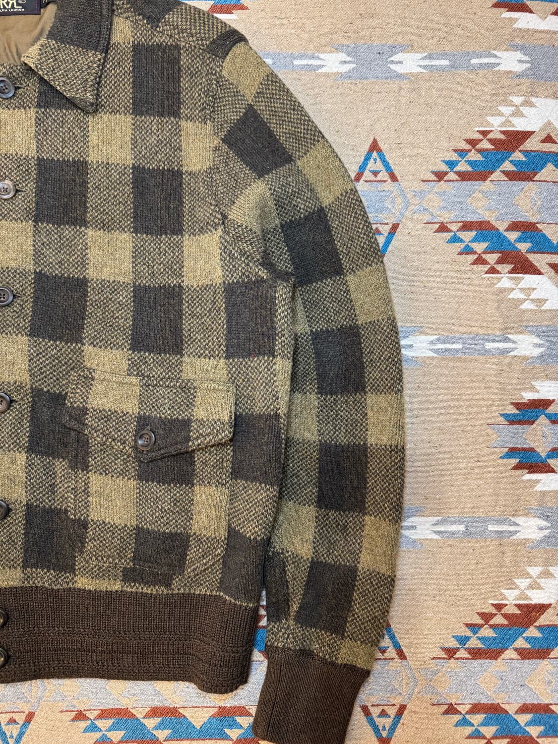 [L] RRL 더블알엘 버팔로 체크 울 자켓 브라운 상품이미지3