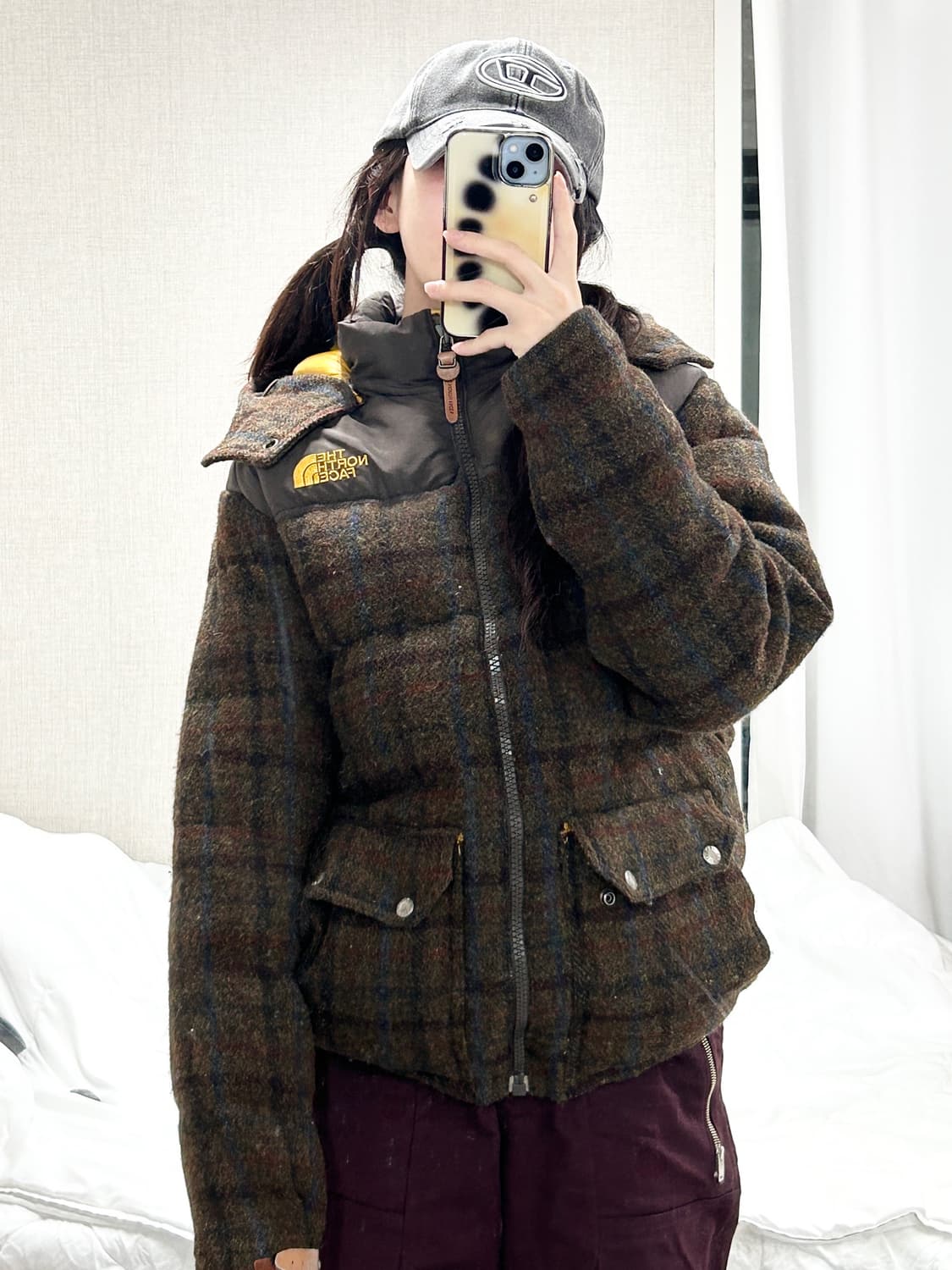 노스페이스 해리스트위드 브라운 체크패딩 상품이미지5