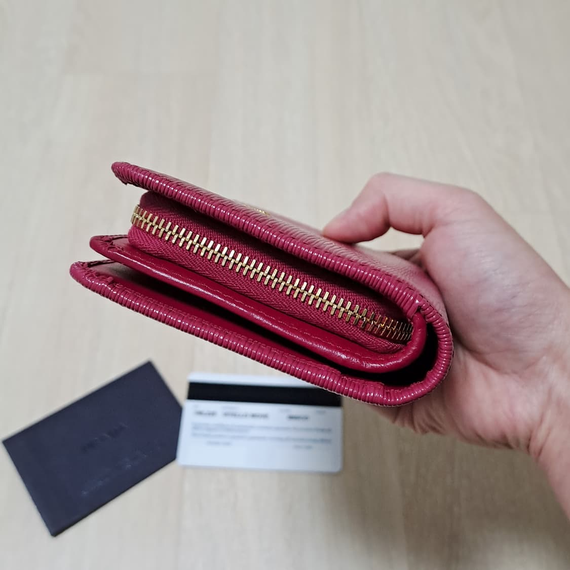 [최상급/정품] 프라다 사피아노 카프스킨 핑크지갑, 프라다지갑 상품이미지7