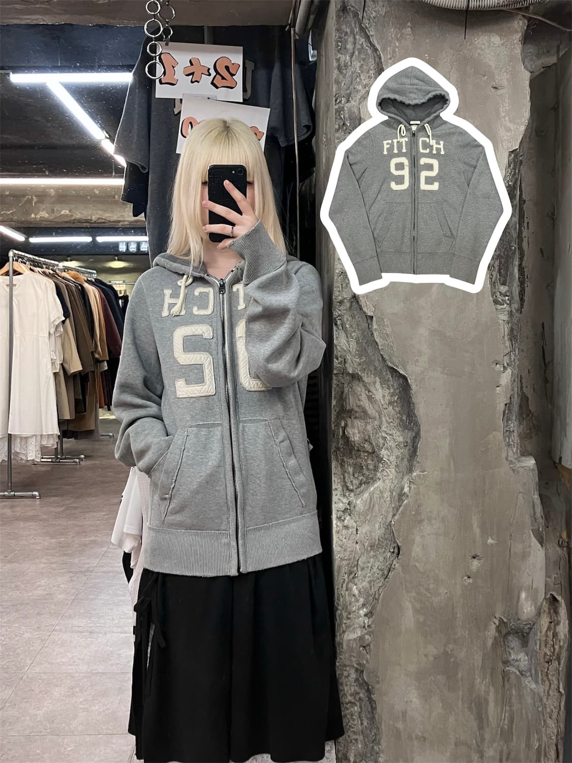 아베크롬비 기모 후드집업 그레이 M #csz3977 상품이미지1