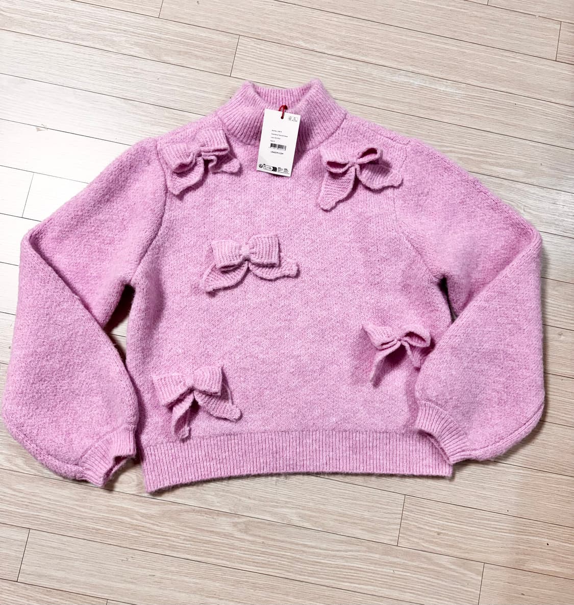 44 55 텍ㅇ새상품 정가45만 Cras 리본 벌룬소매 니트 스웨터 상품이미지6