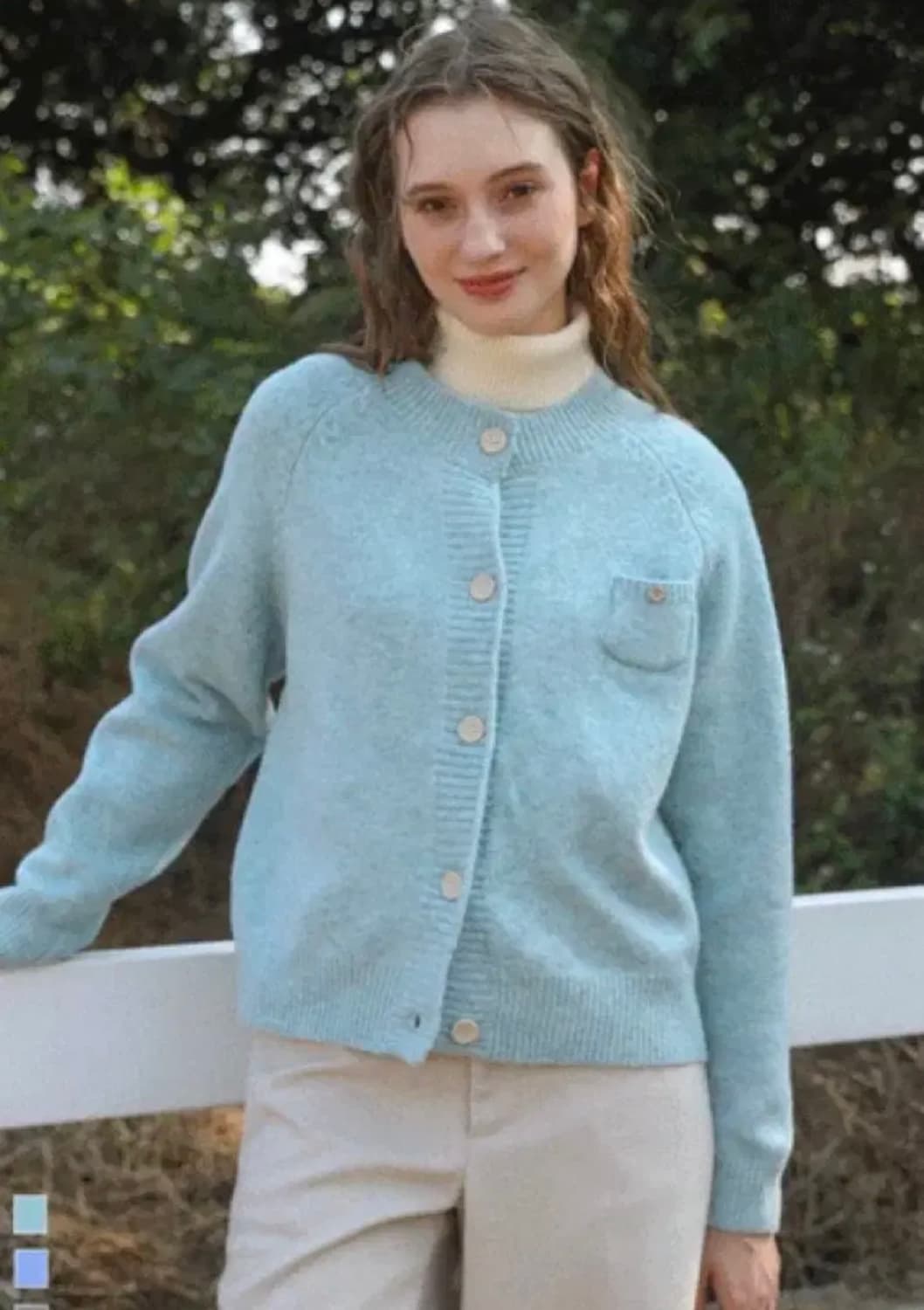 피그먼트 미니포켓버튼CD 민트색 가디건 여성 자켓 F(55-66) 상품이미지1