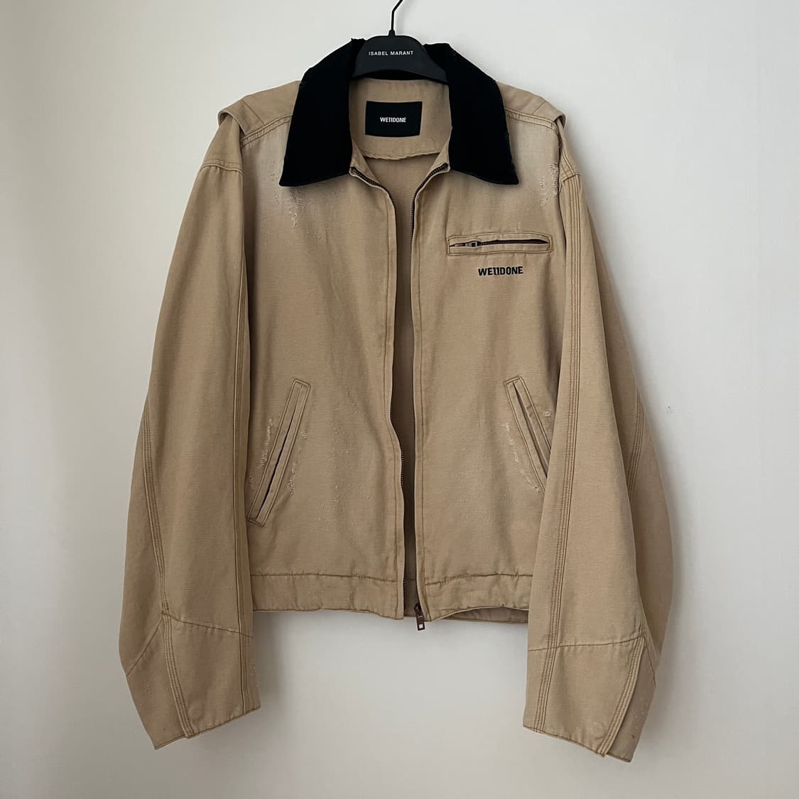 beige destroyed oxford jacket 상품이미지3