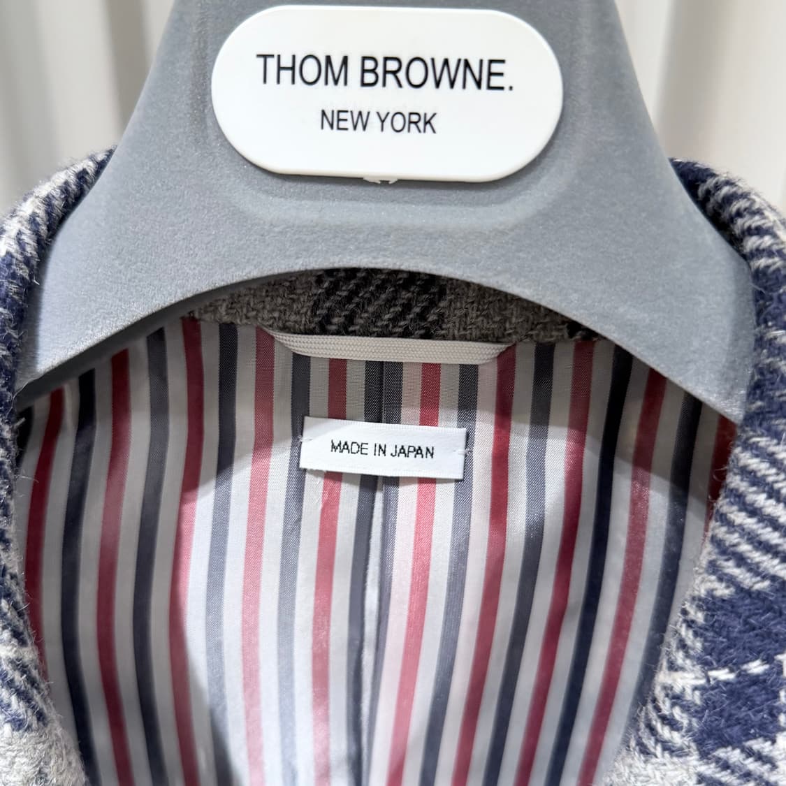 (A+/5) / 톰브라운 타탄 체크 바리티쉬 울 오버 코트 자켓 그레이 상품이미지4