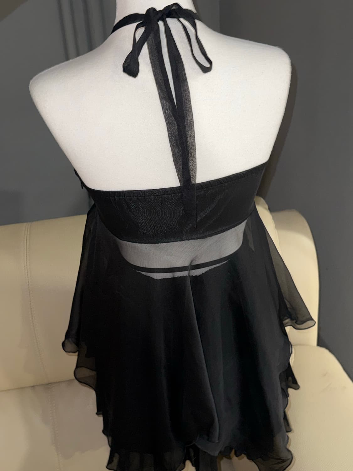 unbalance cutting halter-neck top 상품이미지5