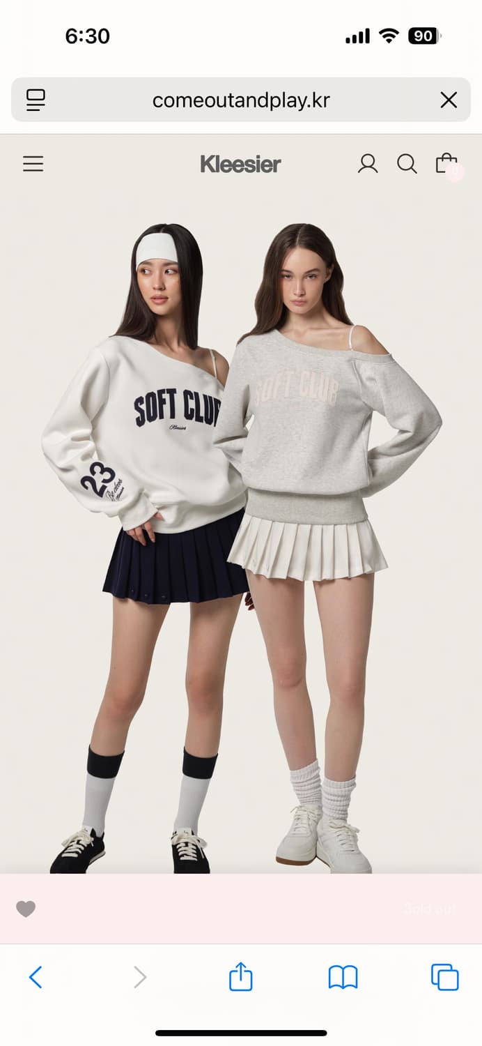 분철) 클리시어 소프트클럽 원숄더 맨투맨 상품이미지1