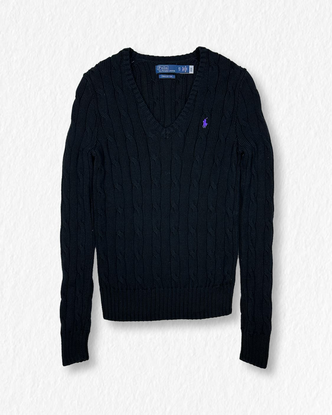 폴로 피마코튼 브이넥 케이블 니트 상품이미지1