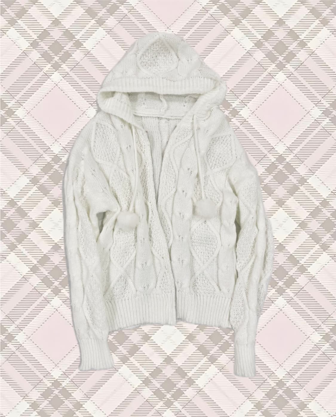 Stc 폼폼이 니트 후드집업 진리 리즈리사 빈티지 상품이미지1