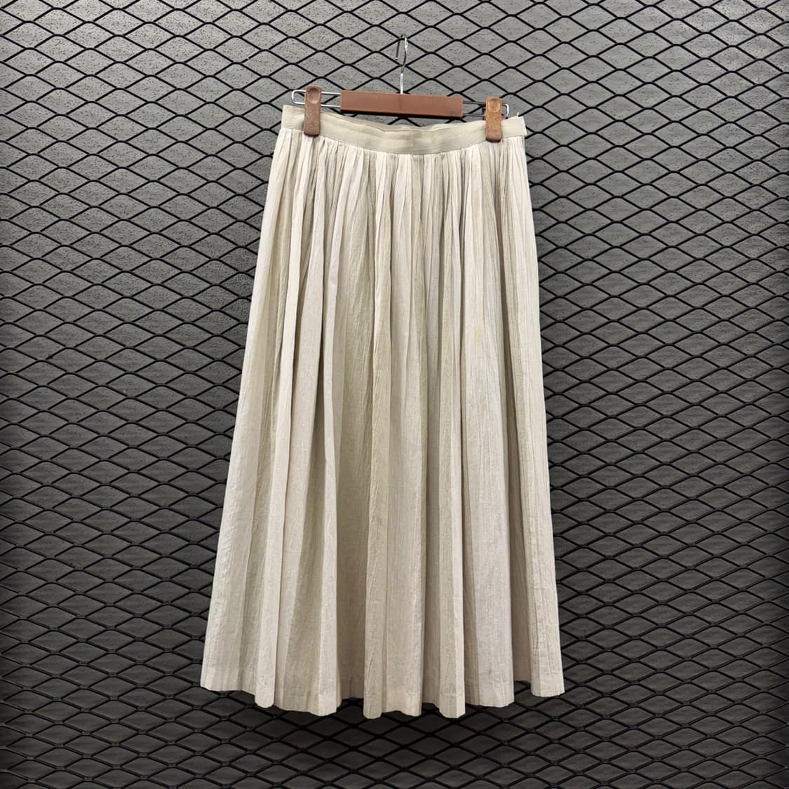 JPN VINTAGE 미디 플레어 스커트 린넨 투톤라인 디테일 아이보리 상품이미지3