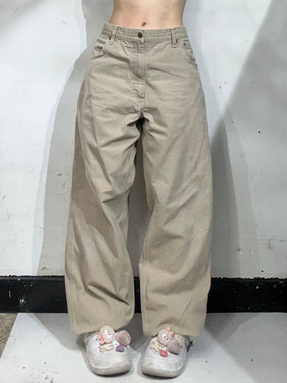 칼하트 b159 베이지 워크 팬츠 가죽탭 와이드 카펜터 바지  상품이미지2