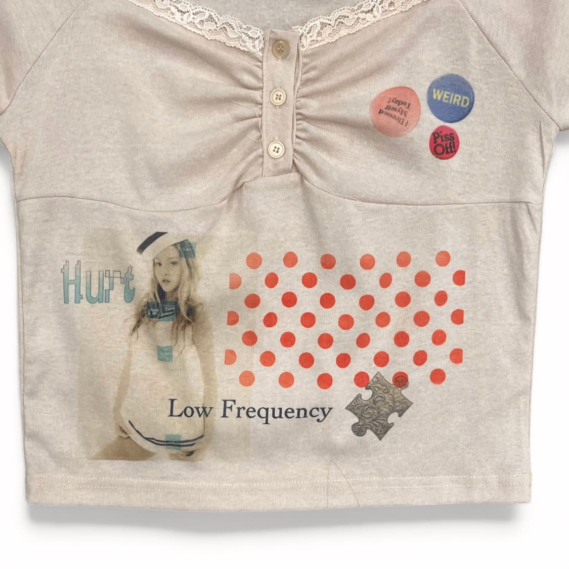 키치 아카이빙 프린팅 크롭 탑 상품이미지4