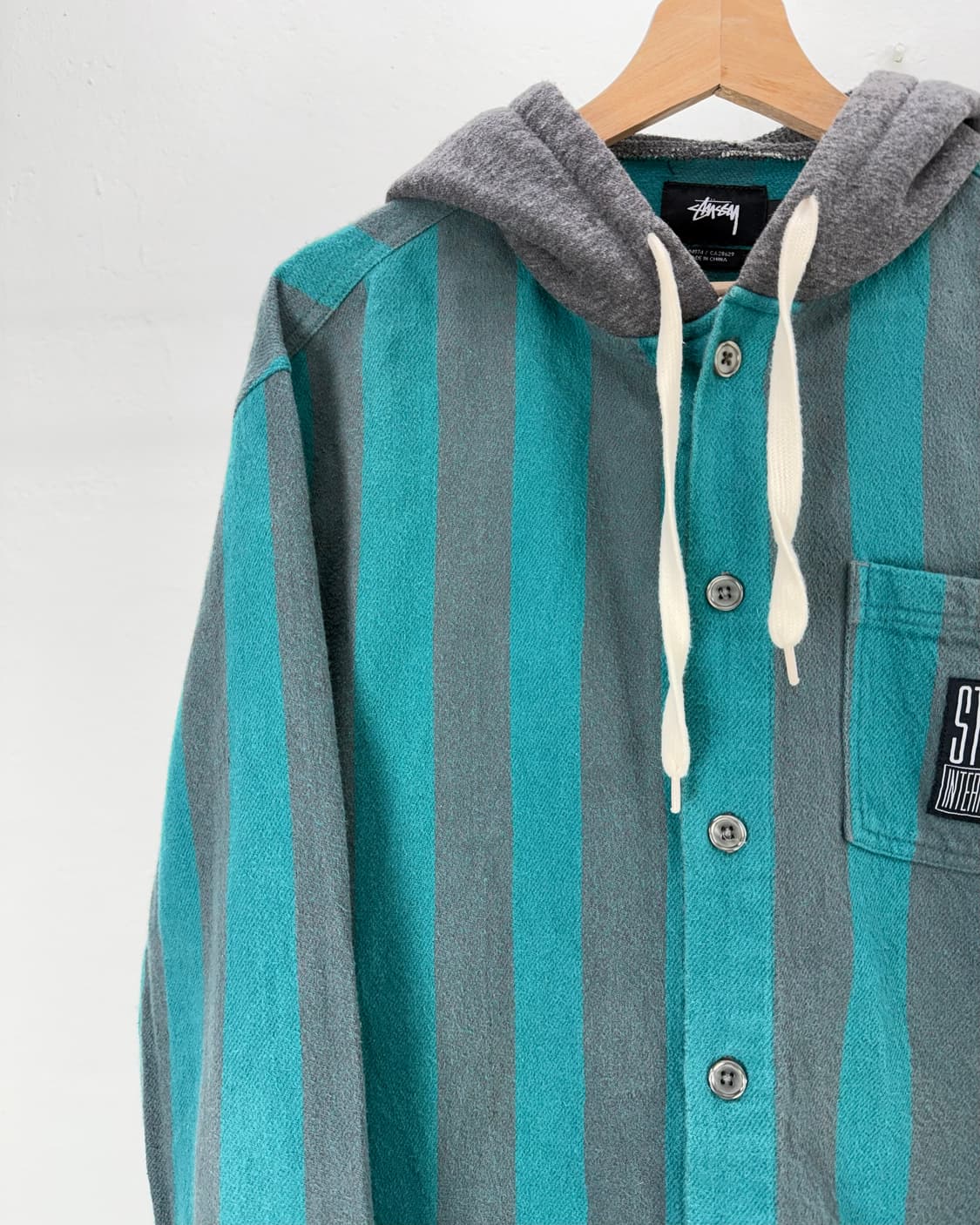 스투시 16fw 블루 스트라이프 후디 플란넬 셔츠 자켓 상품이미지2