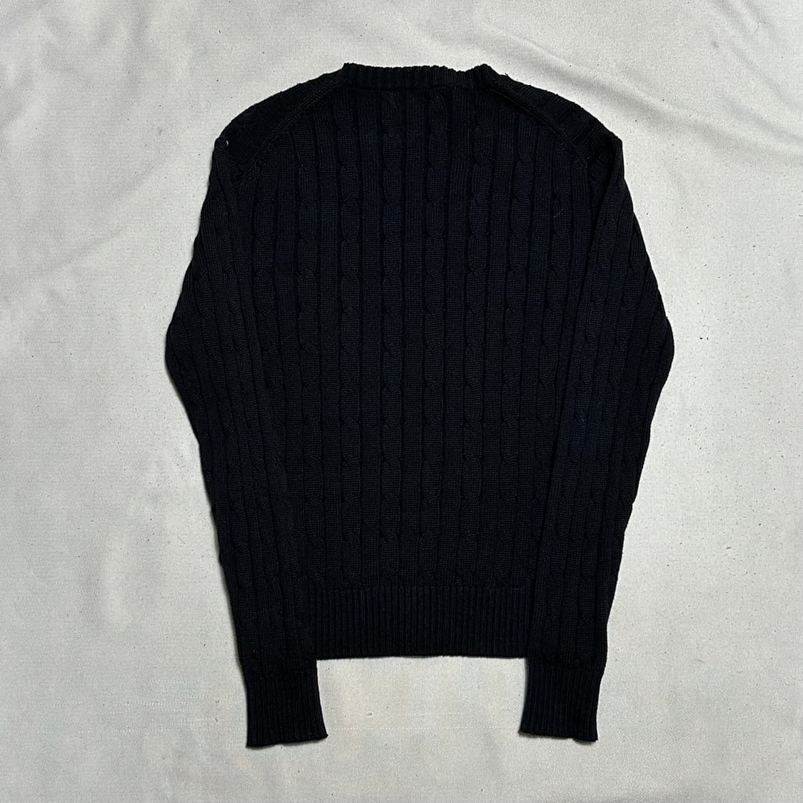 M 폴로랄프로렌 여성용 블랙 브이넥 케이블 니트 상품이미지3