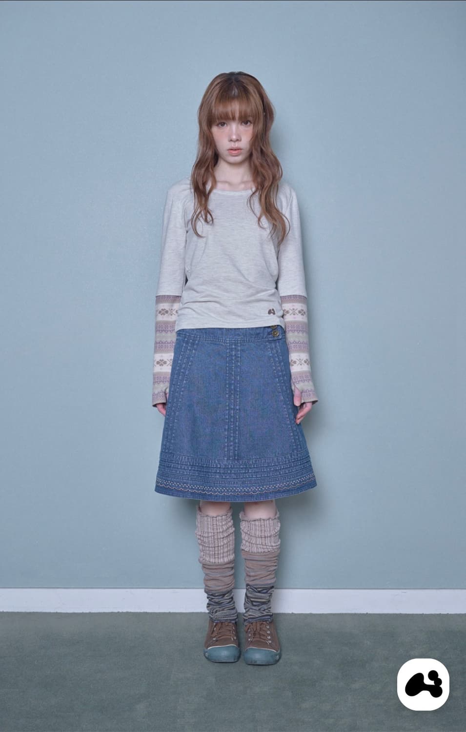 허그유어스킨 데님 미디 스커트 상품이미지2