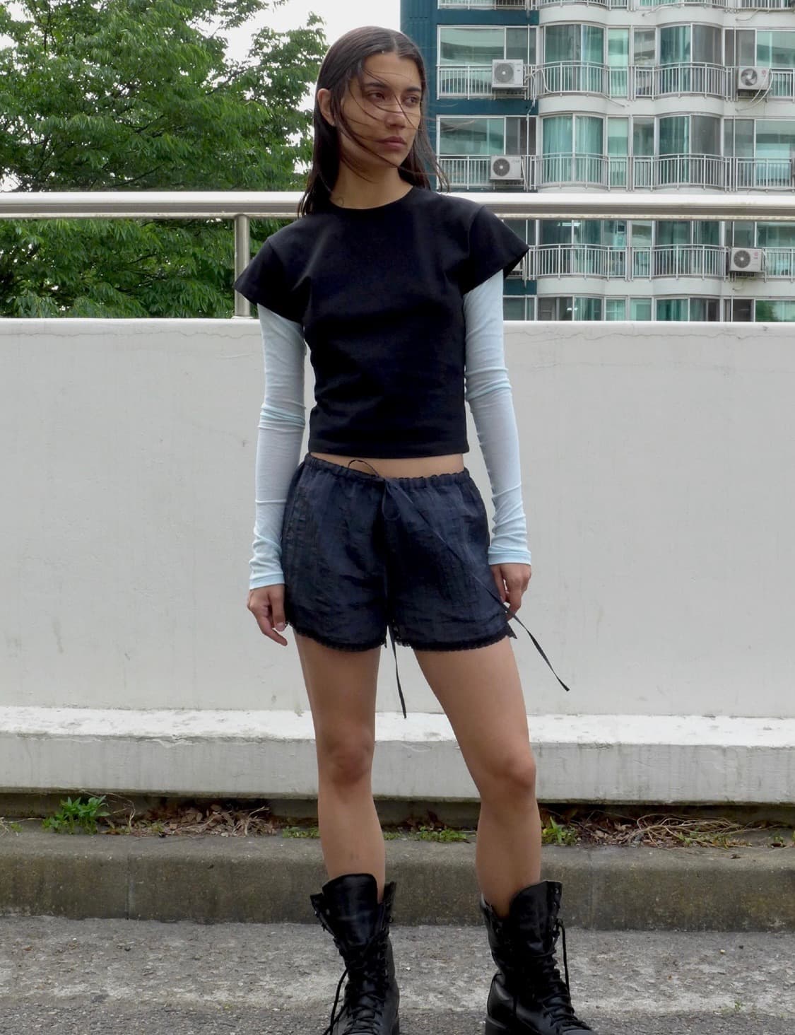 SEO 에스이오 레이스 쇼츠 블랙 상품이미지4